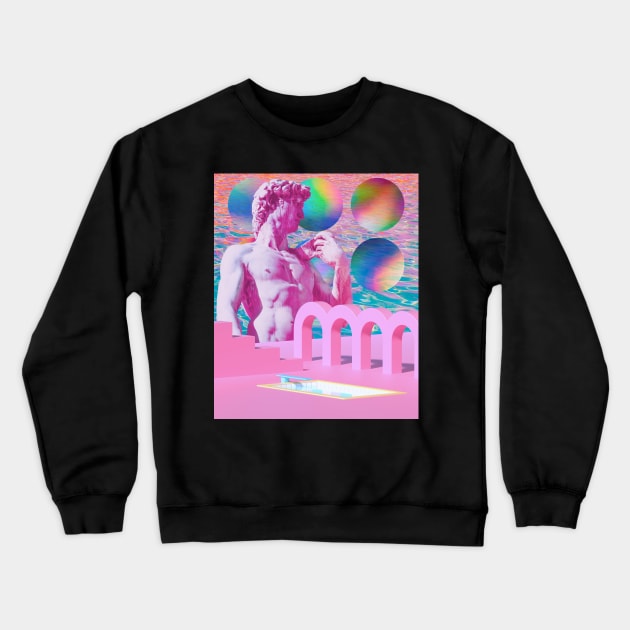 Vaporwave Statue Pink Aesthetic Crewneck Sweatshirt by Souls.Print